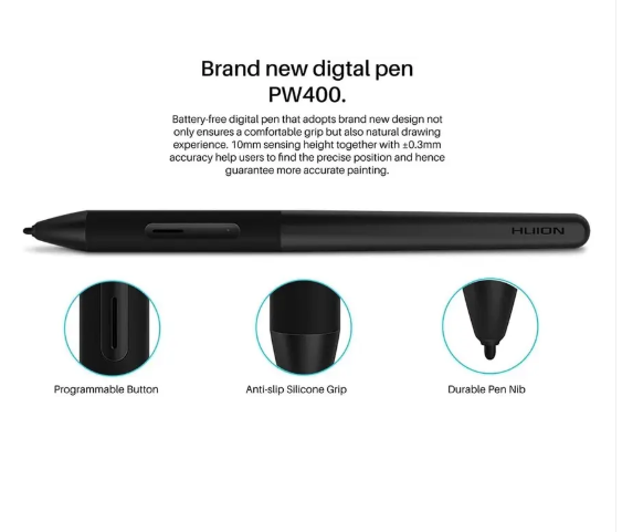 HUION RTM-500 Inspiroy PW400 8.7 x 5.4 inch Graphics Tablet  (Black, Connectivity - USB)